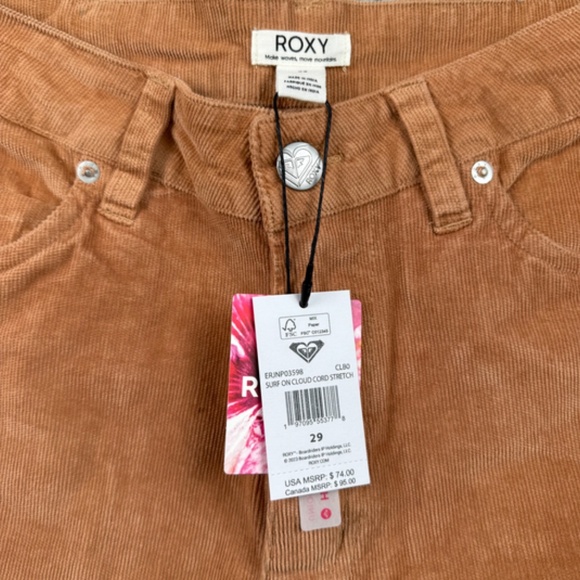 Roxy NEW Surf In Cloud Corduroy Pants in Camel Women's Wide Leg High Waist 29 - Picture 7 of 10